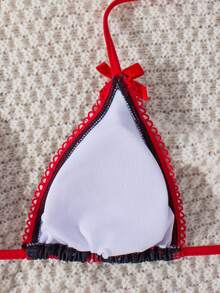 Bộ bikini gợi cảm buộc dây cổ, trang trí nơ, in hình quả anh đào, dành cho nữ, thích hợp mặc đi biển mùa hè. - Nhiều màu - Xem 8