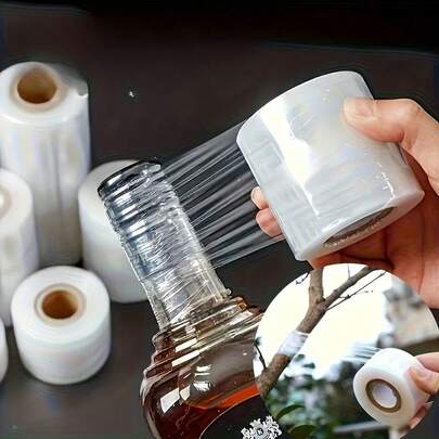 3/2/1 Roll Pack Stretch Film Shrink Wrap, No Heat Bottle Sealing Machine Applicable For Bottled Packaging Supplies, Suitable For Bottles, Cans And Jars. Strong Plastic Film, Plastic Wrap, Sealing Film