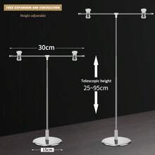 可调节T型背景架，最高可延伸至95厘米，带夹子，适用于视频工作室 - 本色 - 查看 5