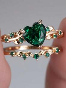 1 pieza Anillo ajustable multicapa de aleación de cobre con circonita cúbica personalizada y colorida