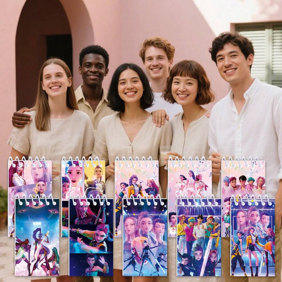10pcs/Set New Girl Group Theme Notebooks, Accounting Ledgers, Spiral Notebooks, Party Supplies - Multicolor - View 1