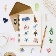 50pcs Vintage Watercolor Diary Stickers, Whimsical Sun Y2K Urban Aesthetic, Funny 80s 90s Cartoon Stickers, Suitable For Scrapbooking, Envelopes, Water Bottles, Computers, Laptops, Phones, Luggage, Notebooks, Fridges, Holiday Parties, Christmas, New Year Winter Decor - C - View 8