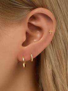 Women Fine Stud Earrings - Cross Earrings - View 7