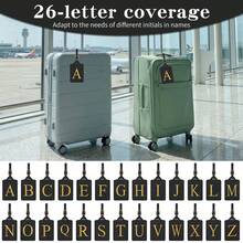 MIYIN 時尚個性化行李吊牌，中性款，適用於行李箱、手提包、旅行袋，附名片與隱私蓋 (A~Z)，26字母行李吊牌－返校必備，極簡優雅字母行李吊牌，旅行配件，旅行必需品，旅行收納 - 黑色 - 查看 11
