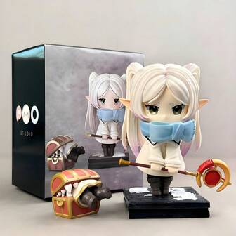 2pcs Frieren Winter Outfit & Mimic-Frieren: Beyond Journey's End Cute Anime Character PVC Figurine Collectible Decoration Toy, Suitable For Car/Desktop/Home Decor, PVC Statue Or Fan Gift/Collection
