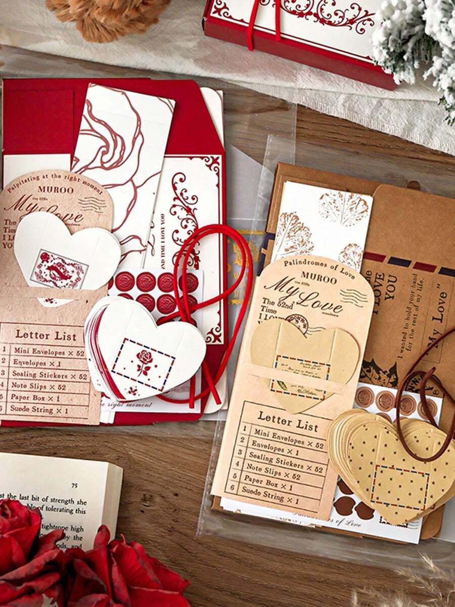 1 Set Mini Love Letter DIY Materials, "I Love You 52 Times" Series, Fragrant Paper Handwritten Scrapbooking Supplies - Multicolor - View 1