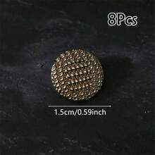 8 piezas de botones vintage con tono de latón - Multicolor de 15-25mm, botones de aleación negra/dorada, adecuados para chaquetas de traje, cárdigans, vestidos (decoración de cuello/puño DIY)