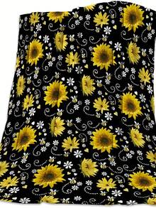 Vandarllin Yellow Sunflowers And Bees Super Soft Throw Blankets Art Prints Fluffy Fuzzy Flannel Bed Blanket Decorative For Home Sofa Couch Chair Living Bedroom, 50X80 In,Holiday Party Gift, Warm And Comfortable All Year Round, Cute Blanket - Shape - View 1