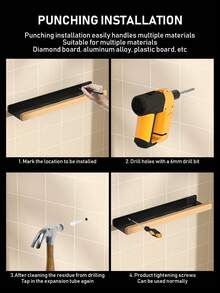 1/2 Peças Prateleira de Armazenamento de Banheiro Montada na Parede, Organizador de Banheiro Suspenso sem Furos, Prateleira de Armazenamento de Banheiro, Cesto de Chuveiro, Adequado para Armazenar Shampoo, Gel de Banho, Suprimentos de Organização de Banheiro, Acessórios de Banheiro - Preto - Visão 11