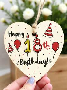 1 Peça Presente de Aniversário para Filhas/Filhos/Casais, Placa de Coração de Madeira, Decoração de Festa, Artesanato, Ornamentos, Decoração de Cena, Presente Ideal para Melhores Amigos, Decoração de Festa de Feriado (Com Corda) - Multicolorido - Visão 13