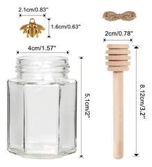 TendenciaBanna FMG-60P Set 60 Tarros de Vidrio 45ml con Tapas Herméticas y Cucharas para MielCalidad premium - Transparente - Ver 4