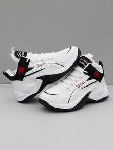 Men's Leather Basketball Shoes, High-Top Sports Shoes, 2025 Autumn/Winter New Arrival, Suitable For Teenagers, Outdoor Sports, Shock-Absorbing - Black - View 5