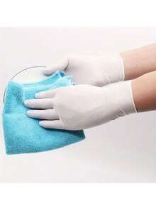 100/50/4只装白色一次性丁腈手套，无绒毛，指尖设计，厨房清洁工具，母亲节礼物，保护妈妈的双手，厨房必备，圣诞节清洁工具，价格实惠，无粉无乳胶手套，耐用家用清洁手套，防水，美甲用品，圣诞礼物，适合厨房使用 - 白色 - 查看 4