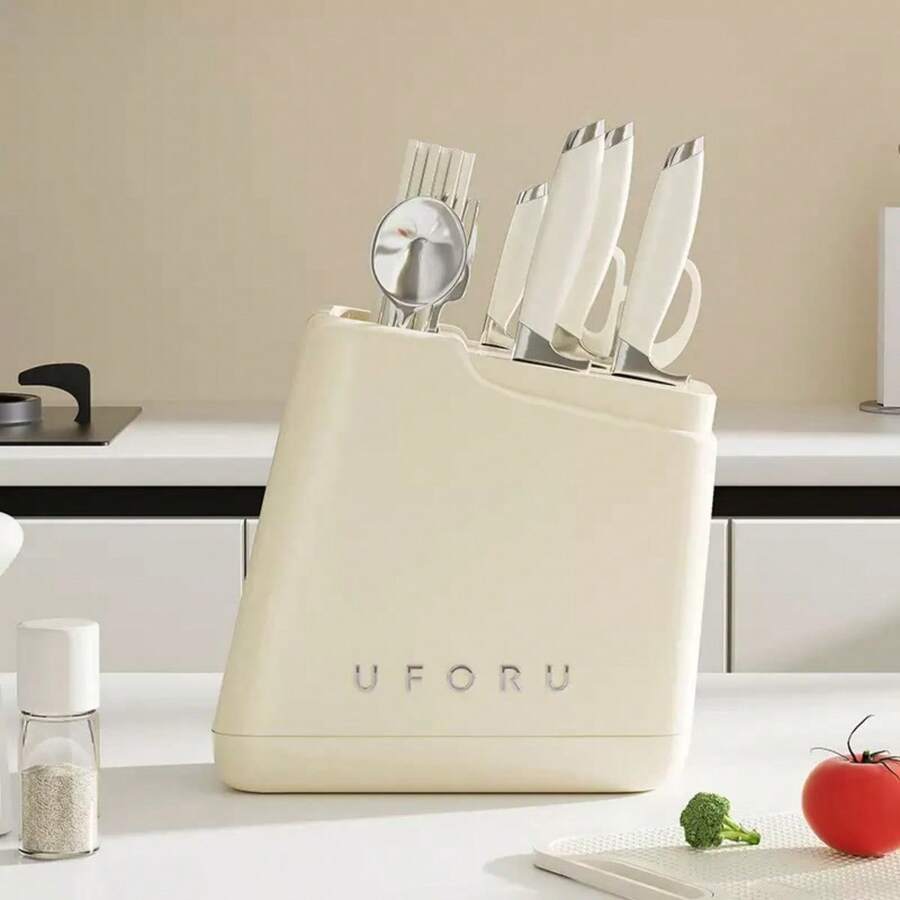 1pc Knife Holder/Tool Organizer/Kitchen Countertop Multi-Functional Vegetable Knife/Chopsticks/Spoons Integrated Draining And Storage Rack. - Multicolor - View 1