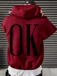 2025 Men's Sport Hooded Sweatshirt - All-Season Casual Streetwear With Geometric Print,  Machine Washable Winter Coat - Black - View 11