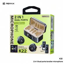 REMAX K22 磁吸式无线麦克风，配备双端口插头、降噪功能和一对二连接，非常适合直播、拍摄，也是一份贴心的斋月礼物。 - 槍黑色 - 查看 4