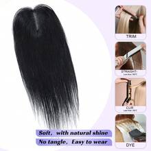 10英寸真发假发片，适合头发稀疏的女性，无刘海，适合头顶区域 - 彩色 - 查看 4