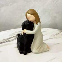 Bingo Castle Angel Dog Figurine, Commemorative Piece Of Angel And Dog Friendship, Creative Resin Sculpture Of Girl Hugging Dog, Exquisite Handmade Animal Statue, Warm And Comfortable Home Decor, Suitable For Living Room, Bedroom Or Tabletop, Ideal Gift For Pet Lovers And Friends