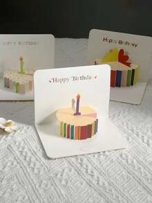 1pc 3D Pop-Up Birthday Greeting Card With Balloon, Cake And Candy Patterns - Includes Card And Envelope, Perfect For Any Birthday Party Invitation, Versatile Creative Birthday Card - Multicolor - View 1