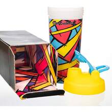 Protein Shaker, 20oz, Colorful Geometric Design, Yellow Lid With Mixing Ball,FIRST EDITION, LIMITED TO 10,000 UNITS ONLY - 1 - View 7