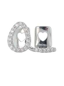 1件空心水滴拱形氧化锆闪亮时尚嘻哈牙饰，派对/夜店配饰，情侣礼物