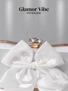 女士浪漫时尚蝴蝶结花朵晚宴包，新娘手拿包，情人节礼物，舞会包，婚礼用品，手提包，斜挎包，白色蝴蝶结装饰，适合浪漫婚礼、舞会、派对、生日礼物、情人节礼物 - 白色 - 查看 7