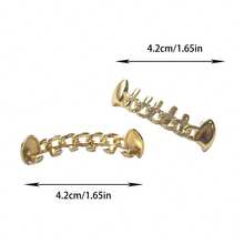 1pc Minimalist/Cubic Zirconia Fang Tooth Shaped Fashion Accessory, Unisex Party/Music Festival Jewelry, Couples Gift - Multicolor - View 3