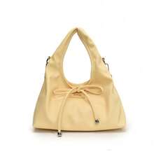 [Oferta exclusiva]Bolso de hombro para mujer con diseño de cubo y lazo dulce nuevo estilo simple y casual bolso cruzado versátil bolso de mano - amarillo cremoso - Ver 7