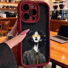 Funda de teléfono de moda, compatible con varios modelos de ,  y , diseño de retrato artístico de mujer para fundas de ,  y , funda de protección para teléfono, funda de pareja, regalo para novio o novia, presente de vacaciones, este es un regalo popular para amigos o socios, adecuado para ocasiones de negocios. Duradera, resistente a las manchas y a las huellas dactilares, esta nueva funda para teléfono de hombres y mujeres es un gran regalo. - Burdeos - Ver 7