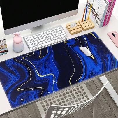 1 件装蓝金流沙鼠标垫/桌面垫，专业大号鼠标垫，微织表面，加厚高密度橡胶防滑底座，适用于电脑游戏、办公装饰、笔记本电脑书写，是理想的礼物之选。