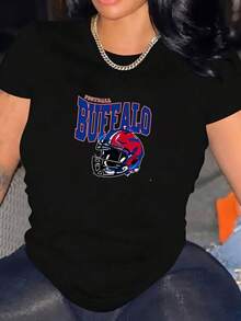 Camiseta de Fútbol Retro de Buffalo, Camiseta de Fútbol Vintage de Buffalo, Camiseta de Fútbol para Mujeres de Buffalo, Camiseta de Fútbol para Niños Pequeños de Buffalo (1) - Negro - Ver 1