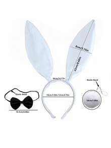 3 Stücke "Forever & Moment" Osterhasen Cosplay Kostüm Accessoires für Frauen, Hasenohren Haarband, Fliege, Hasenschwanz - für Partydekorationen, Osterfeiern, Feierlichkeiten, süße Kostüme, Feiertagsverkleidung, Geschenke - Verschiedenfarbig - Übersicht 9