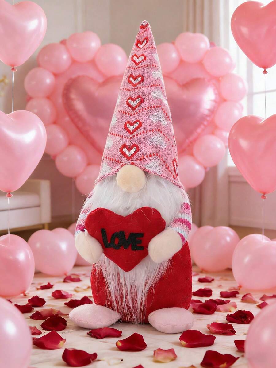 Decoración del Día de San Valentín - Figura decorativa de gnomos de pareja roja para el Día de San Valentín, adecuada para el hogar, interiores, oficina - Regalo del Día de San Valentín - Decoración del Día de San Valentín, regalo para bodas, cumpleaños, fiestas - Regalo romántico del Aniversario del Día de San Valentín - multicolor - Ver 1