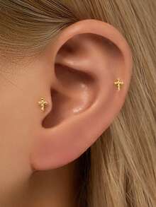 Women Fine Stud Earrings - Cross Earrings - View 5
