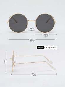 复古圆形反光眼镜，男女通用超轻平光镜片小圆框时尚眼镜 - 彩色 - 查看 5