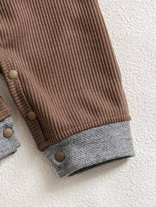 Autumn/Winter Round Neck Cute & Fashionable Bear Romper, Long Sleeve Baby Boy Jumpsuit - Brown - View 5