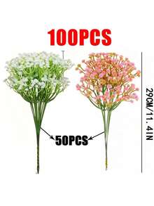 100支仿真满天星花，假满天星，玫瑰满天星仿真花，满天星盆栽，满天星花，满天星仿真花束，适用于婚礼新娘捧花、家居装饰、婚礼派对家居装饰DIY配件、情人节、礼物、毕业典礼 - 塑料花！圣诞家居装饰 - 白色+粉紅色 - 查看 13