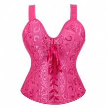 Jutrisujo Corset Top Lingerie Bustier Zipper Women Shoulder Strap Medieval Bridal Plus Size Renaissance Vintage Halloween - 6806-Rose - 查看 18
