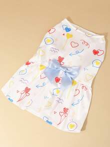 1pc Cute Pet Dress, Made Of Polyester Fabric, With Bow Decor, Suitable For Small To Medium Cats And Dogs, Suitable For Indoor And Outdoor Wear - Multicolor - View 5