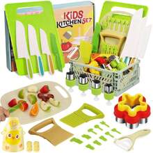 NEARPOW Juego de 27 Cuchillos para Niños Pequeños, Cuchillos para Cocinar de Verdad, Juego de Cuchillos de Cocina Montessori para Niños con Tabla de Cortar y Caja de Almacenamiento Segura,38085264 - Tipo de Enchufe A Japonés (100V) - Ver 1