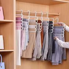 5Pcs Multi Layers Pants Hanger Space-Saving Pants Organizer Closet Trousers Scarves Storage Rack(White:31cm X 30.5cm) - 白色 - 查看 7