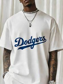 Men's Fashionable Casual T-ShirtLos Angeles Dodgers Baseball T-Shirt Men's Black Cotton Short Sleeve Sport Tee Team Logo Graphic Shirt Unisex Streetwear Fashion TopSuitable For Sports Eventsholiday Partiesoutingssports And Other Holiday Gifts - 白色 - 查看 5
