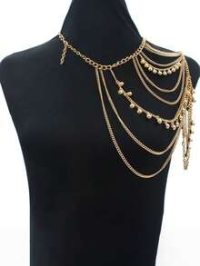 1pc Fashion Personalized Pendant, Random Quantity Tassel Chain, Versatile Street Style Punk Shoulder Strap, Sweet Cool Body Chain Design Accessory - Multicolor - View 2