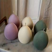 1pc/2pcs Striped Egg-Shaped Silicone Mold, Suitable For Epoxy Resin Crafts, Easter Candle Making, Home Decor, Scented Candles, Resin, Clay, Concrete And Plaster Casting