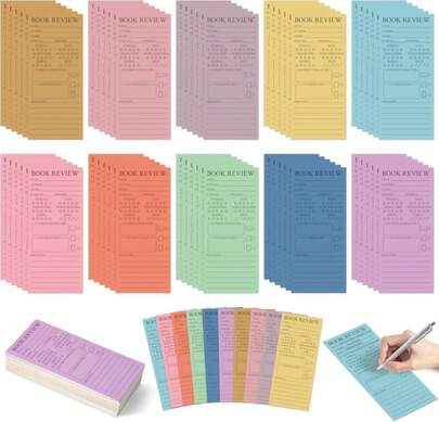 L1rabe Candy Book Review Bookmarks - 100th Day Of School 120Pcs Book Page Marker Reading Log For Readers Bookworm Bookish Gift, Reading Page Tracker For Students Teachers Women To Review &Amp; Tracker