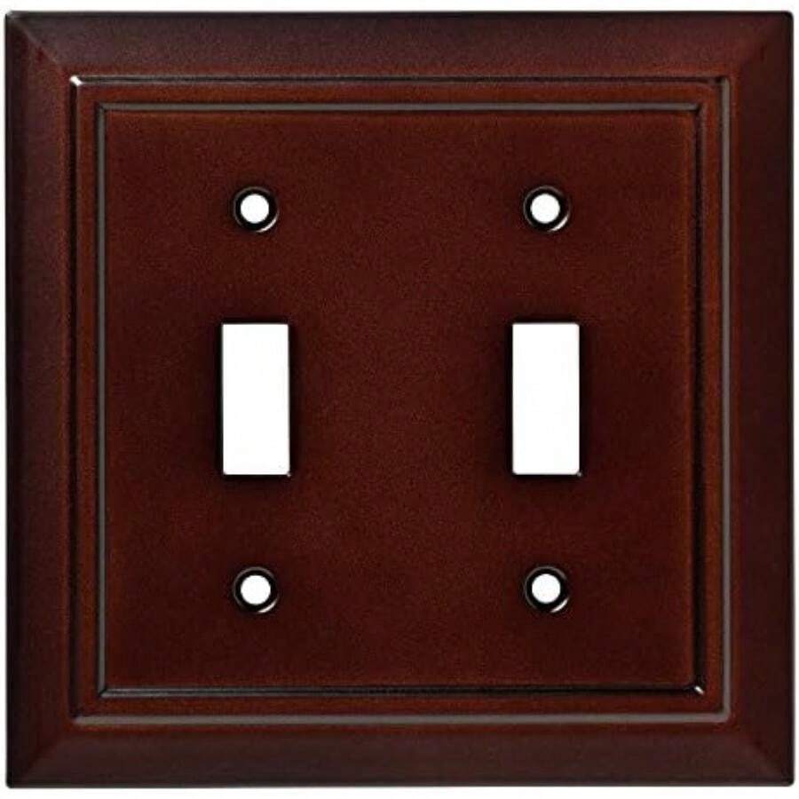 Franklin Brass Classic Architecture (1 unidad), cubierta decorativa para interruptor de luz, color blanco puro, 2 bandas, doble placa de palanca, protector de toma de corriente eléctrica, W35244-PW-C(Espresso Doble interruptor) - Multicolor - Ver 1