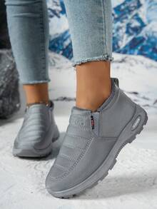 FZY 2026 Winter New Style Women's Snow-Resistant Sport Shoes - With Anti-Slip And Durable Soles And Comfortable Insoles, These Boots Are Perfect For Winter Outings. Simple Design, One-Heel Style, Comfortable And Versatile Winter Boots. Essential Shoes For Valentine's Day Outfit Wearing,FuzzyChic Boots - 灰色 - 查看 2