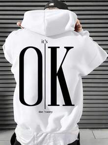 2025 Men's Sport Hooded Sweatshirt - All-Season Casual Streetwear With Geometric Print,  Machine Washable Winter Coat - Black - View 3