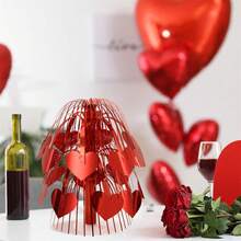 Aerosol metálico de San Valentín con forma de corazón romántico en cascada para fiestas, centros de mesa, decoración para el hogar y la mesa. - Burdeos - Ver 2