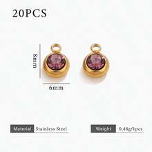 20pcs 304 Stainless Steel 18K Gold-Plated Multicoloured Rhinestone Mini Pendant DIY Charm Jewellery Earrings Necklace Making Pendant Suitable For Women's Everyday Wear Handmade Accessories - Pendant - View 19